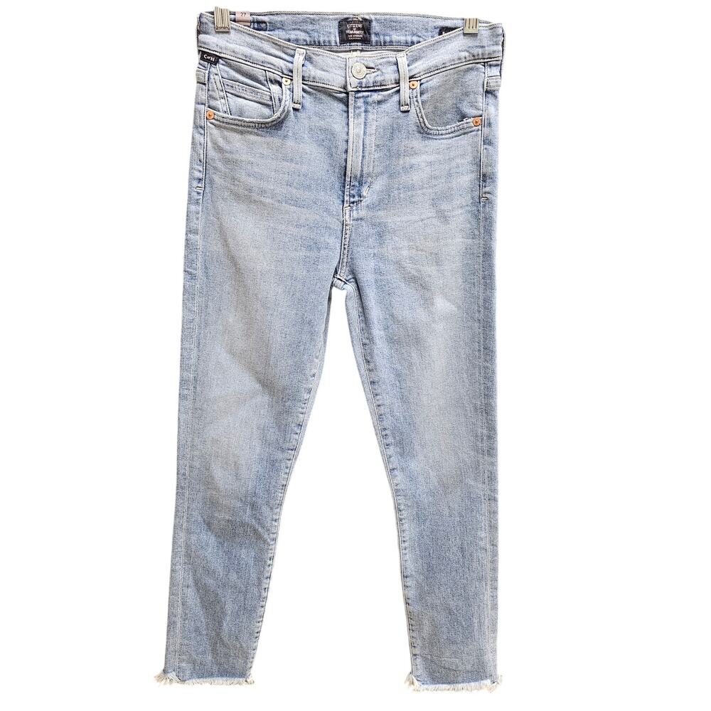 Citizens of Humanity Rocket Crop High Rise Skinny Jeans Stepped Raw Hem Size 27